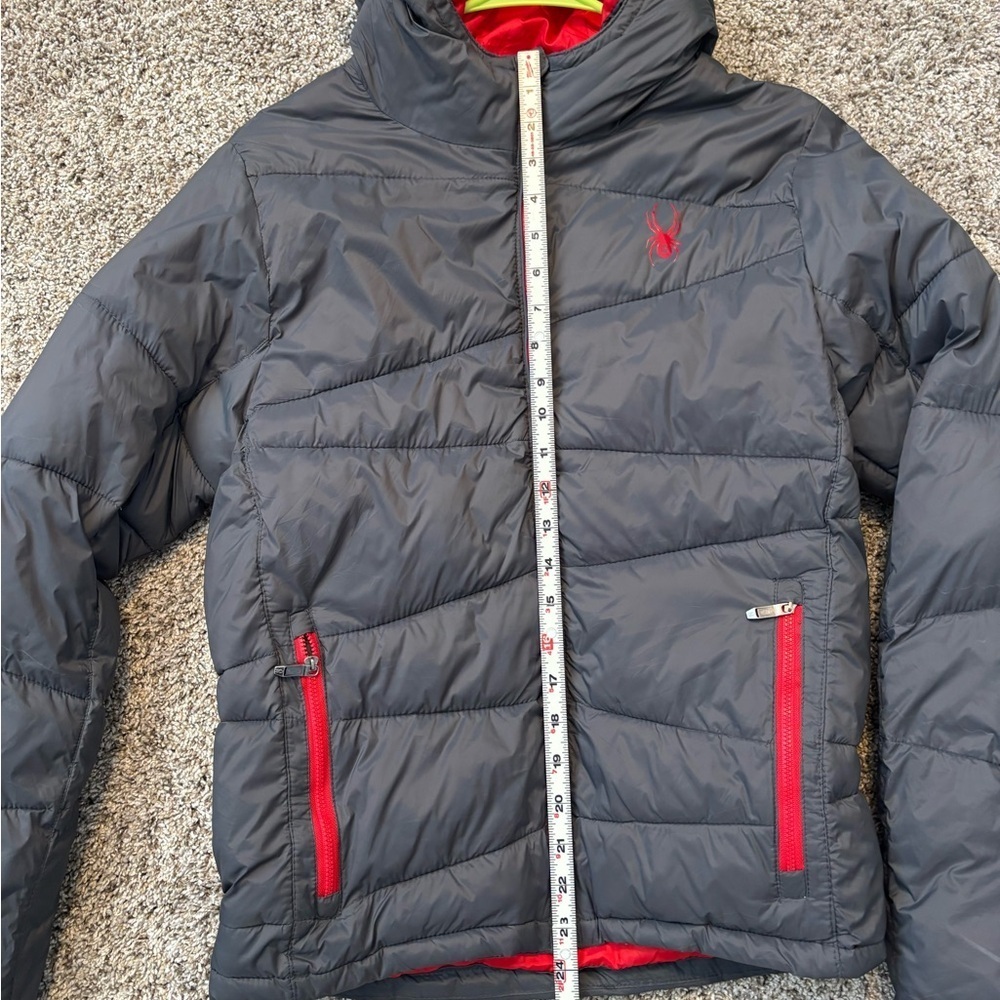 Spyder Men Charcoal and Crimson Puffer Jacket - Picture 6 of 14
